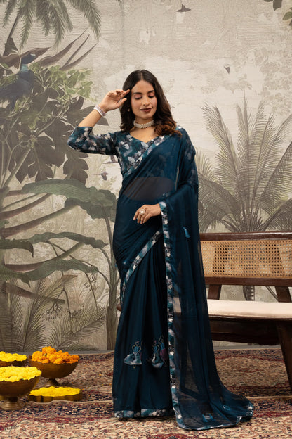 MIDNIGHT TEAL ARTISANAL SAREE