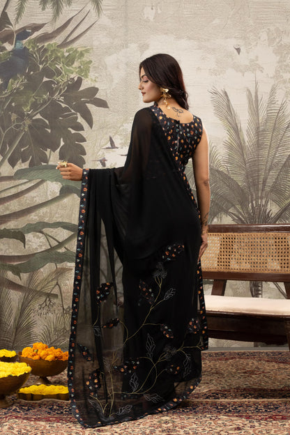 MIDNIGHT BLOOM NOIR SAREE