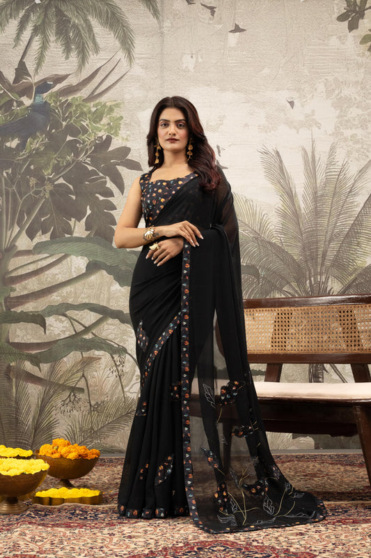 MIDNIGHT BLOOM NOIR SAREE