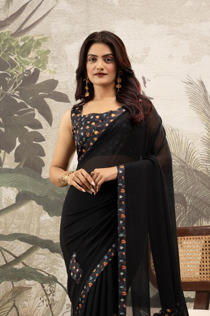 MIDNIGHT BLOOM NOIR SAREE