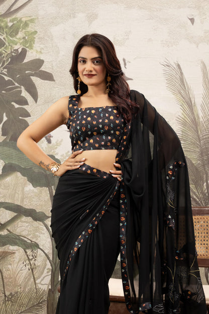 MIDNIGHT BLOOM NOIR SAREE