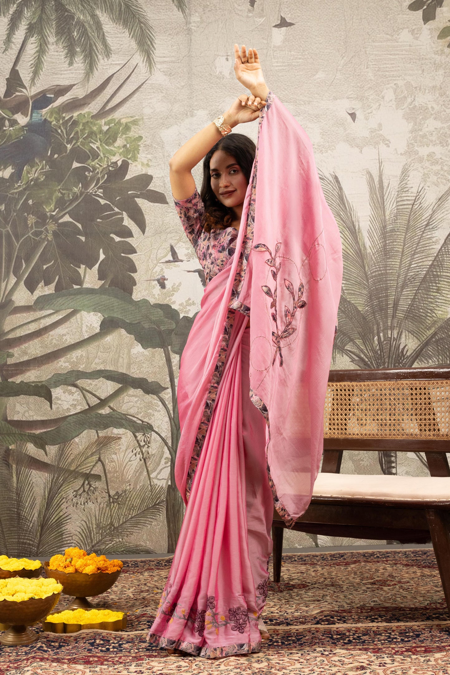 BLUSH PEONY ARTISAN SAREE
