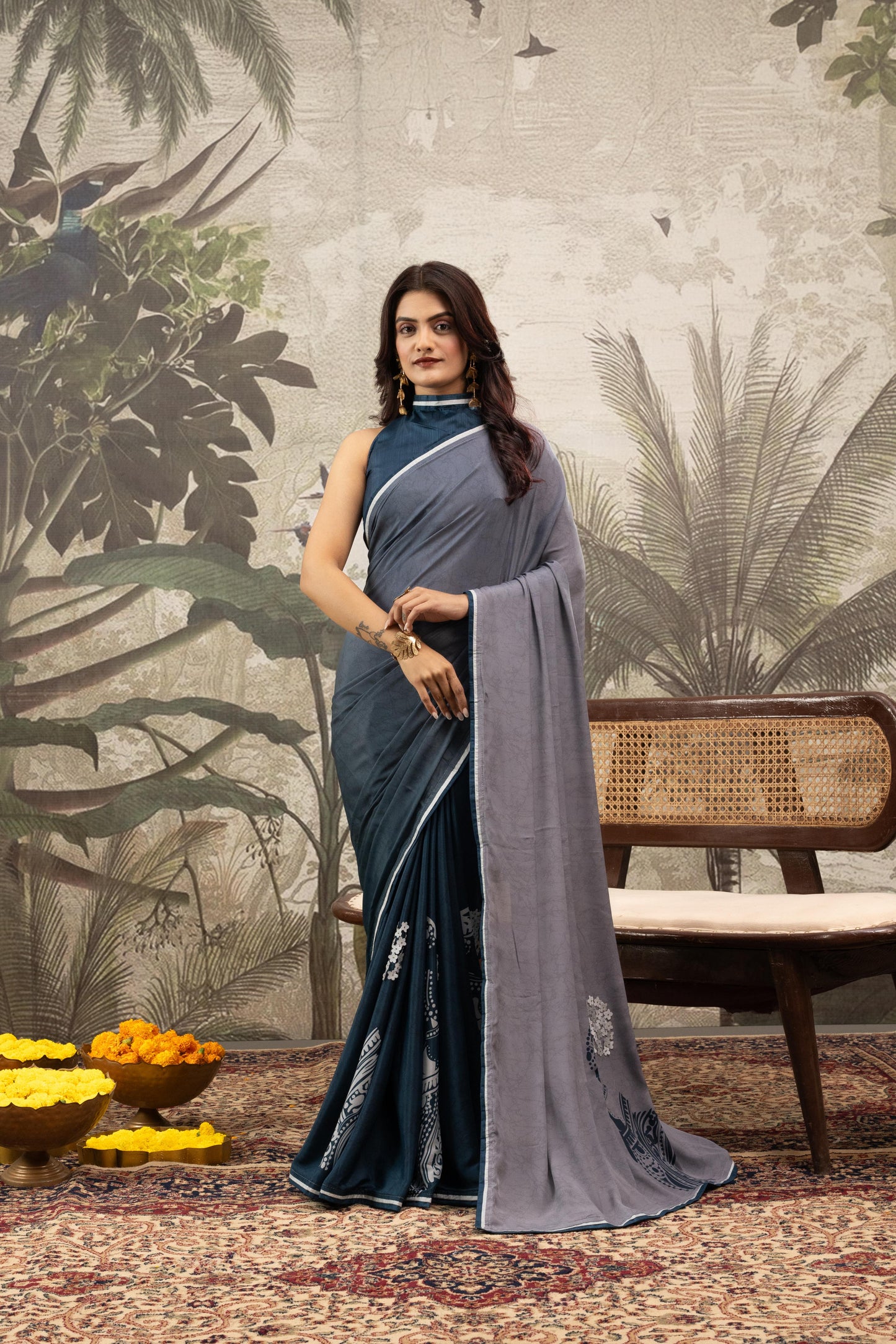 SLATE & INDIGO HALTER ARTISAN SAREE