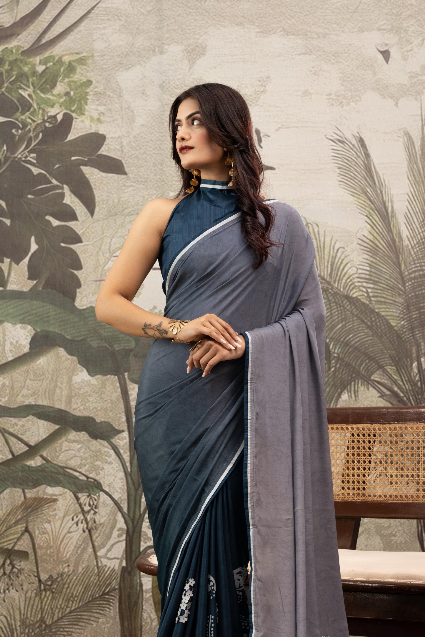 SLATE & INDIGO HALTER ARTISAN SAREE
