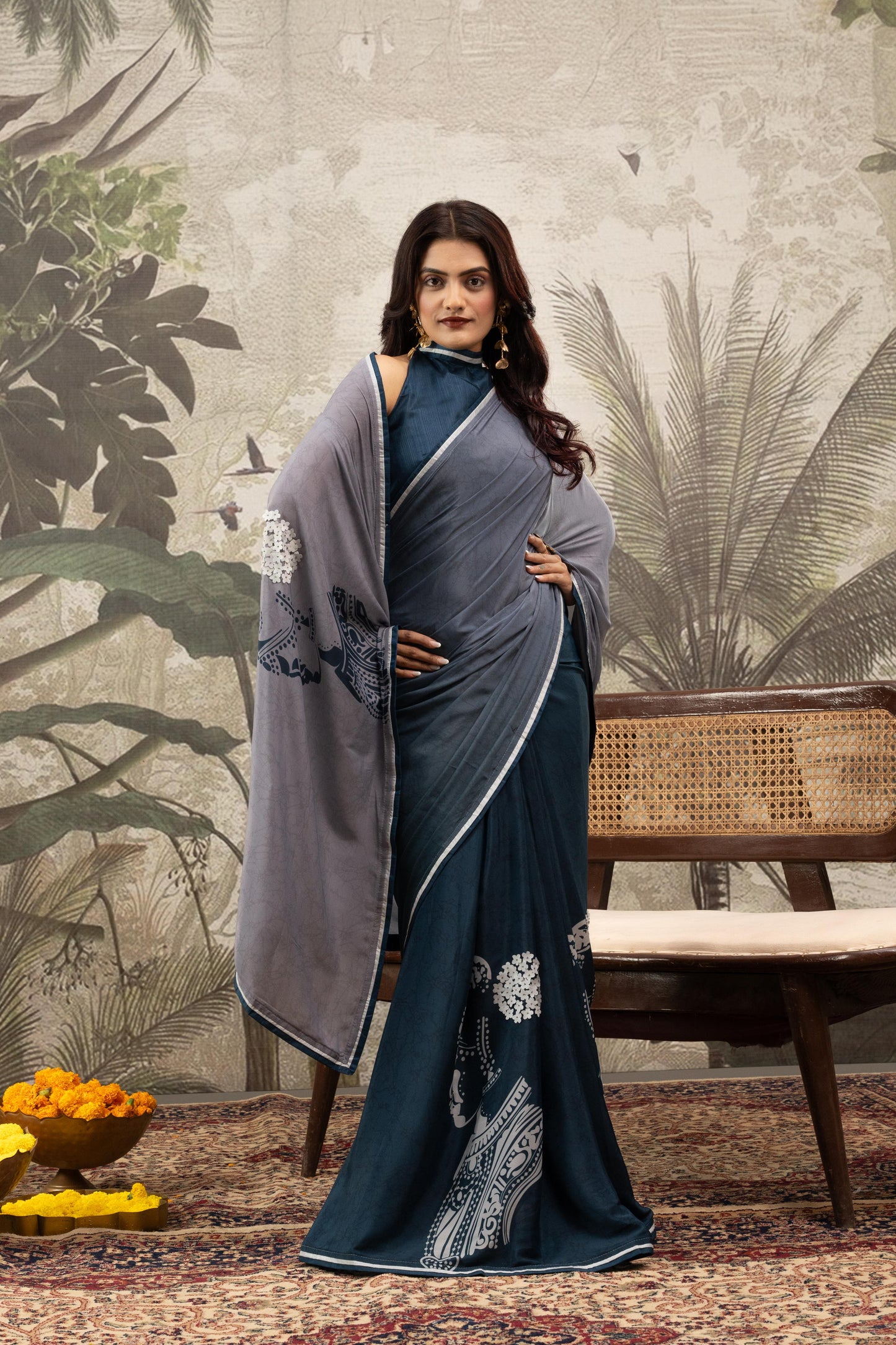 SLATE & INDIGO HALTER ARTISAN SAREE
