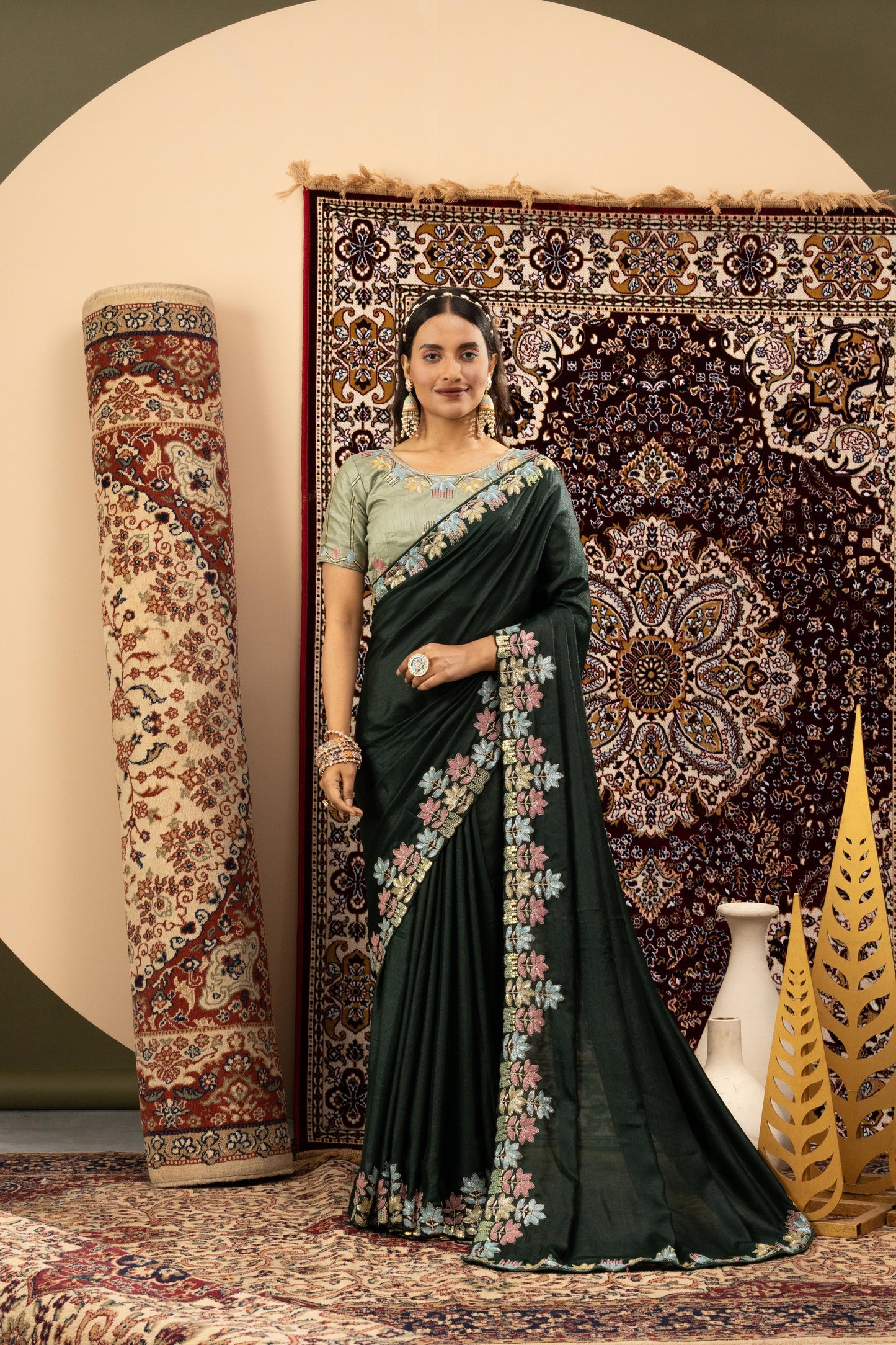 EMERALD FOREST SCALLOP SAREE