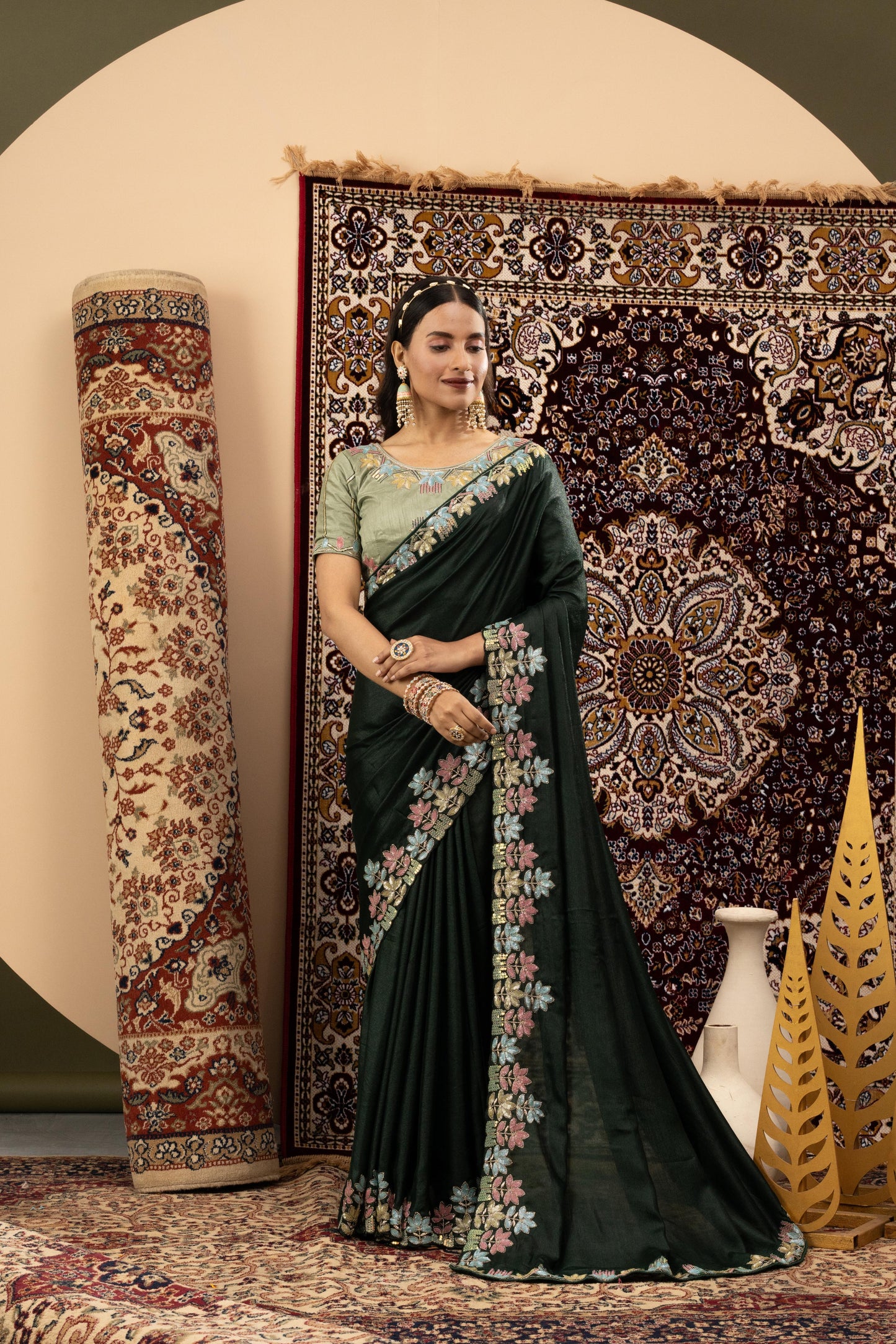 EMERALD FOREST SCALLOP SAREE