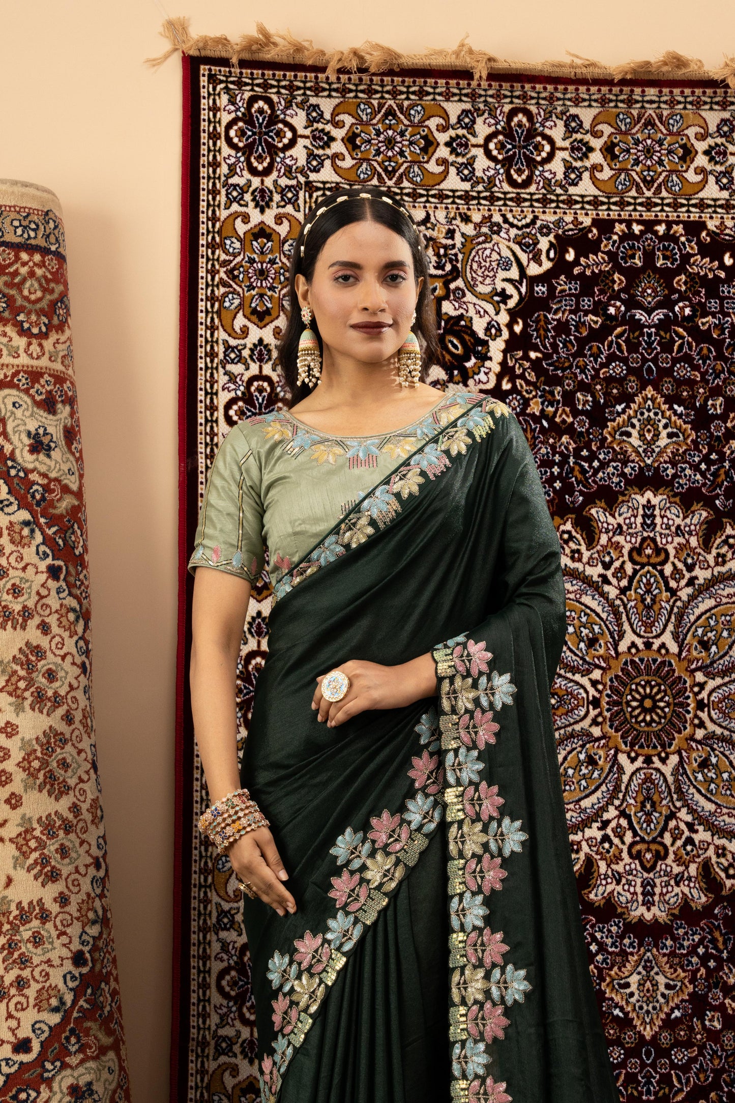 EMERALD FOREST SCALLOP SAREE
