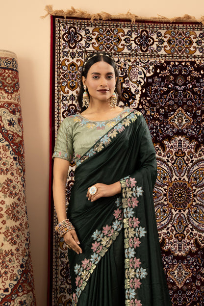 EMERALD FOREST SCALLOP SAREE