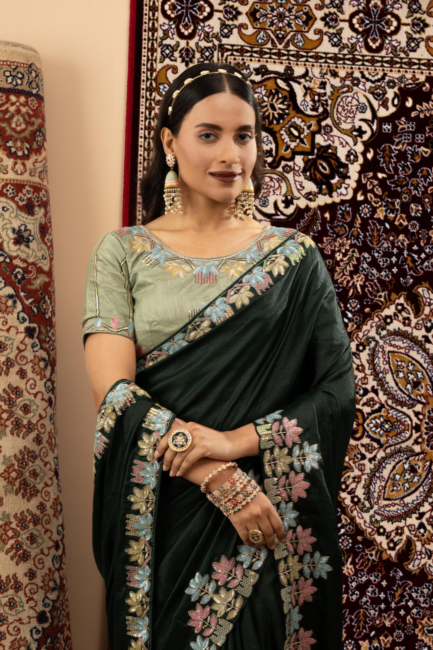 EMERALD FOREST SCALLOP SAREE