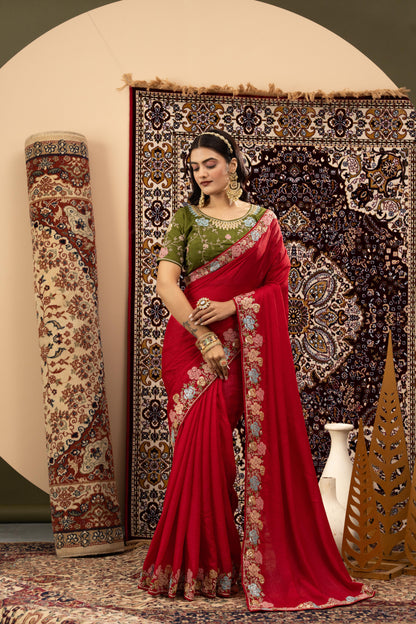 VERMILLION SCALLOP ARTISAN SAREE