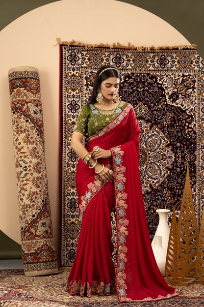VERMILLION SCALLOP ARTISAN SAREE