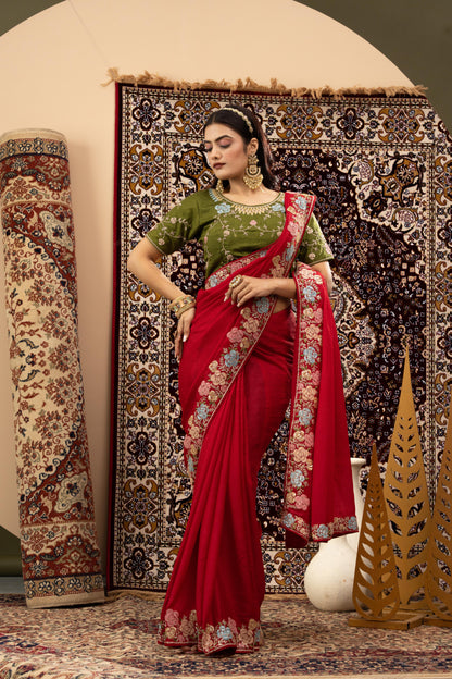VERMILLION SCALLOP ARTISAN SAREE
