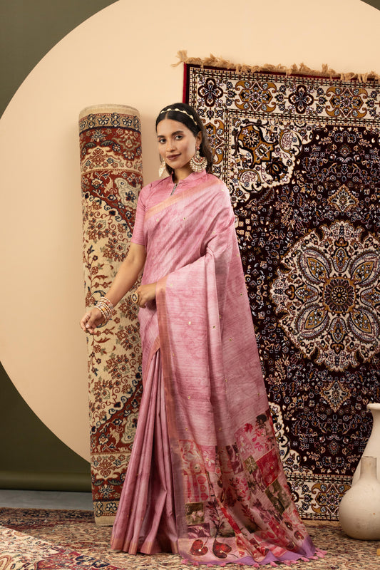 MAUVE PINK MOSAIC HERITAGE SAREE