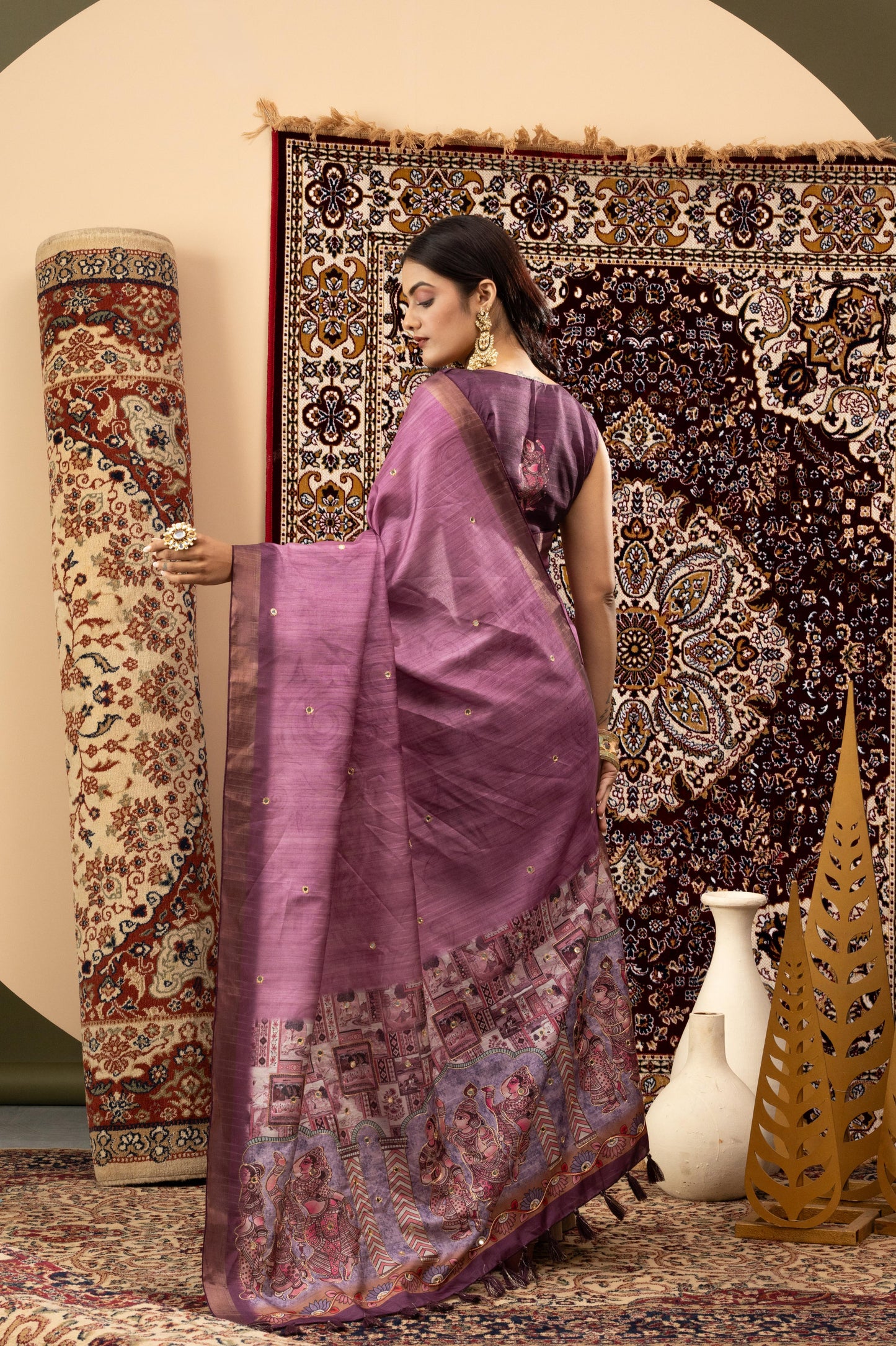 ROYAL AMETHYST SILK-LINEN SAREE