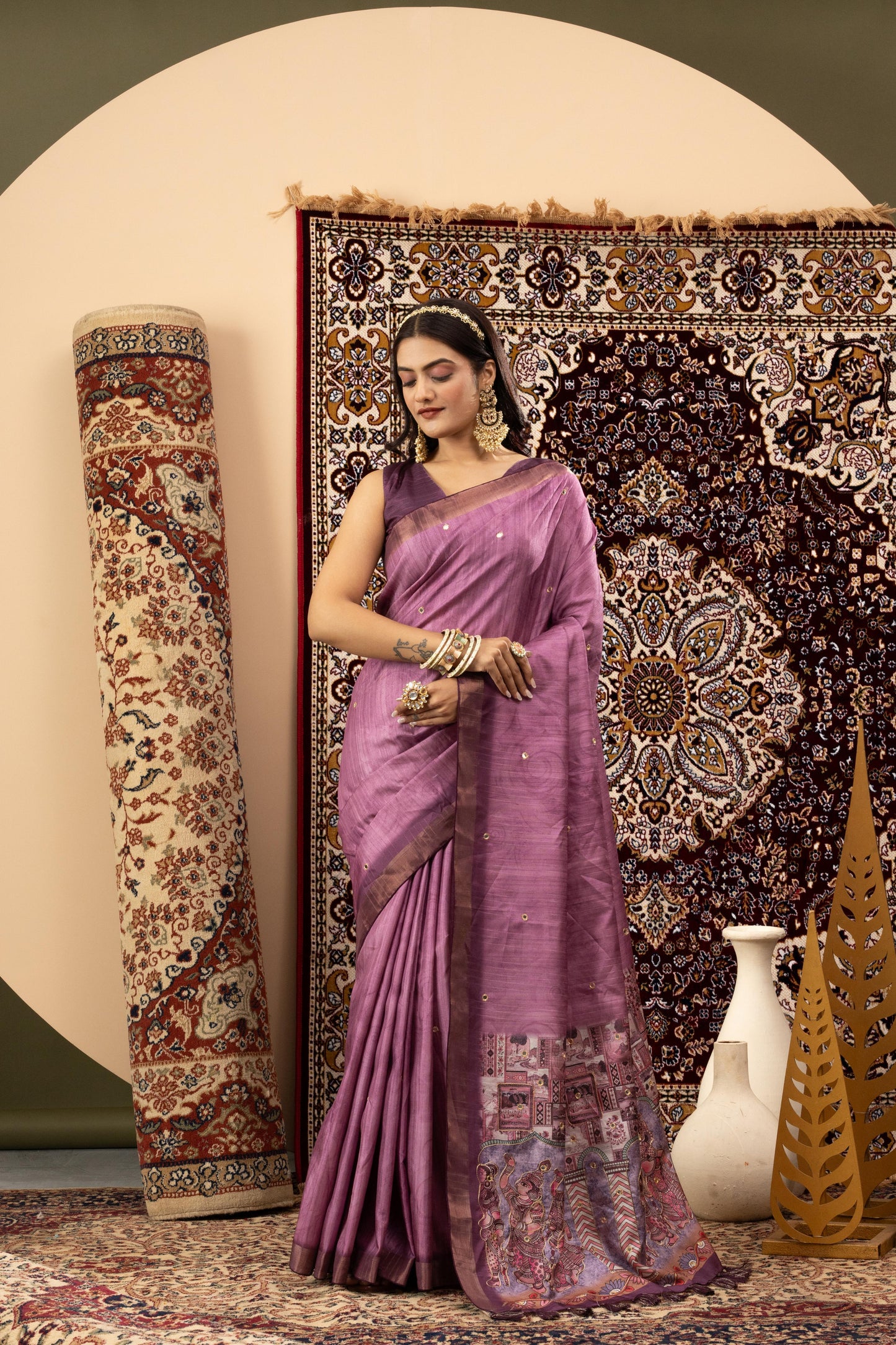 ROYAL AMETHYST SILK-LINEN SAREE