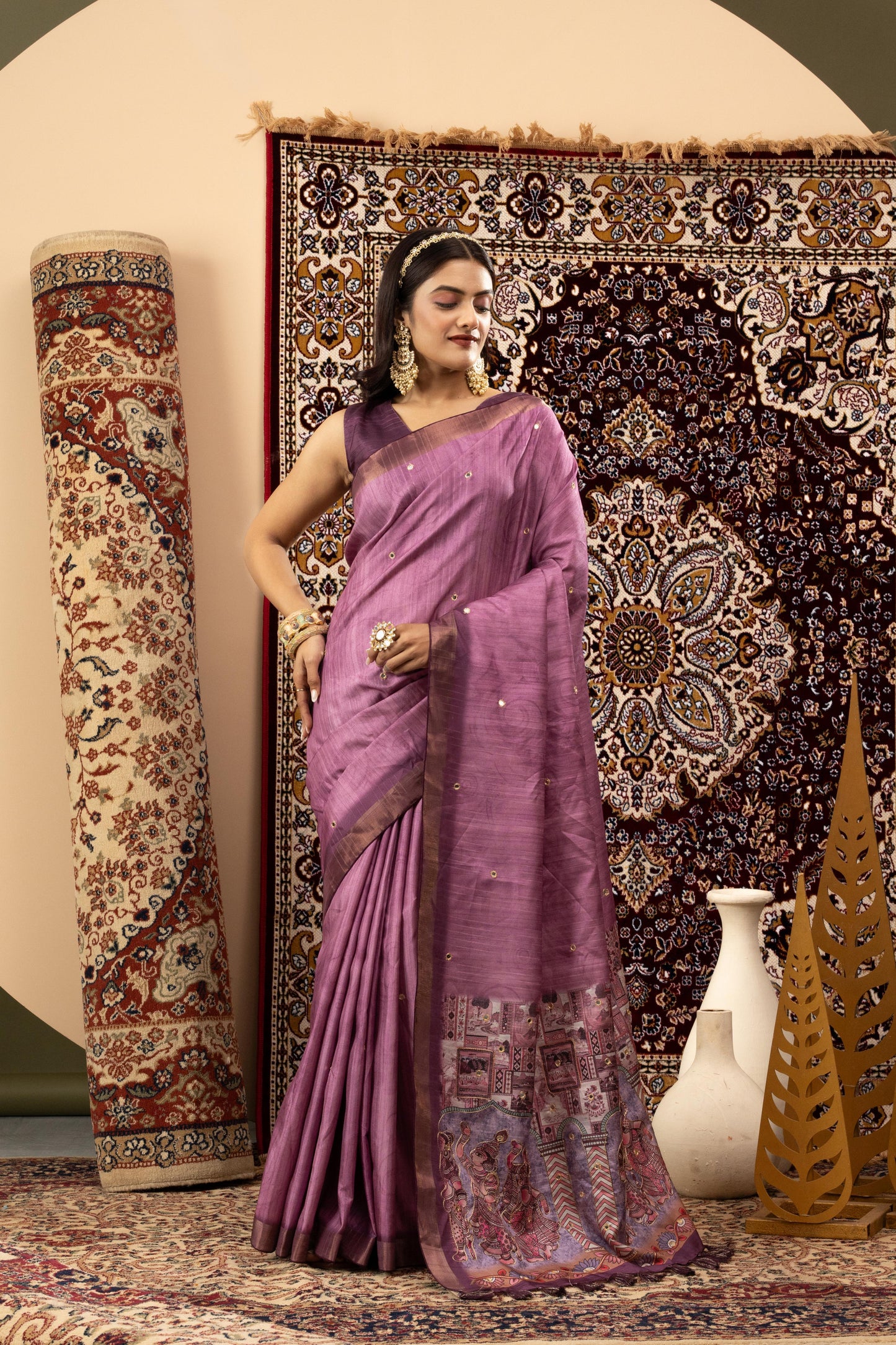 ROYAL AMETHYST SILK-LINEN SAREE