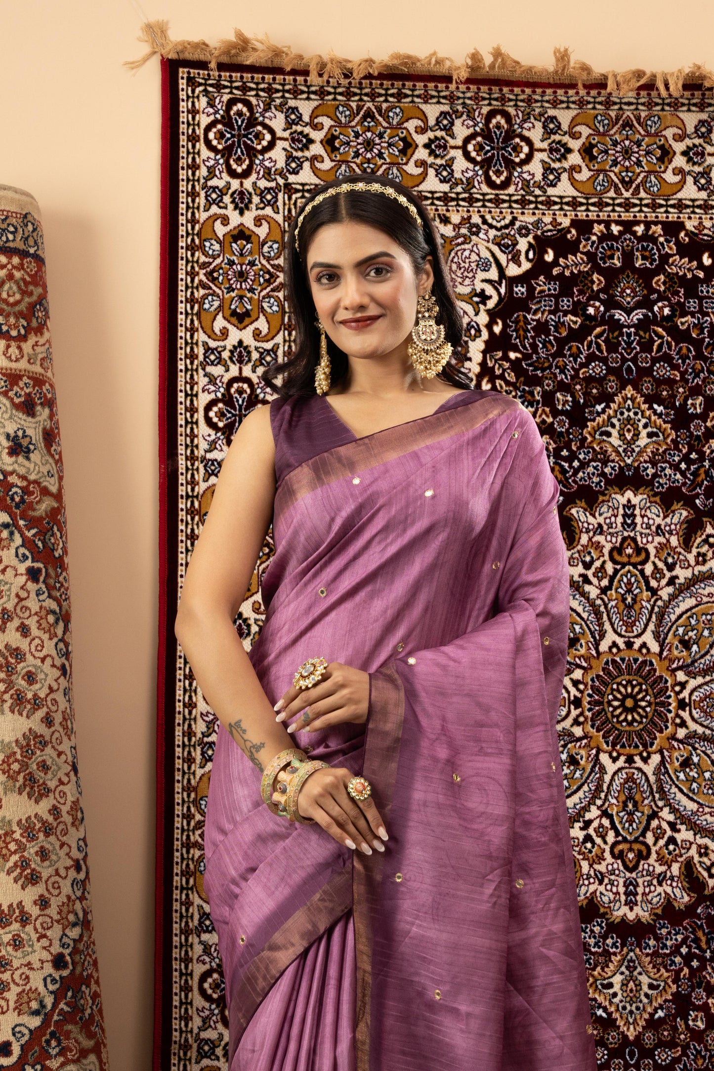 ROYAL AMETHYST SILK-LINEN SAREE