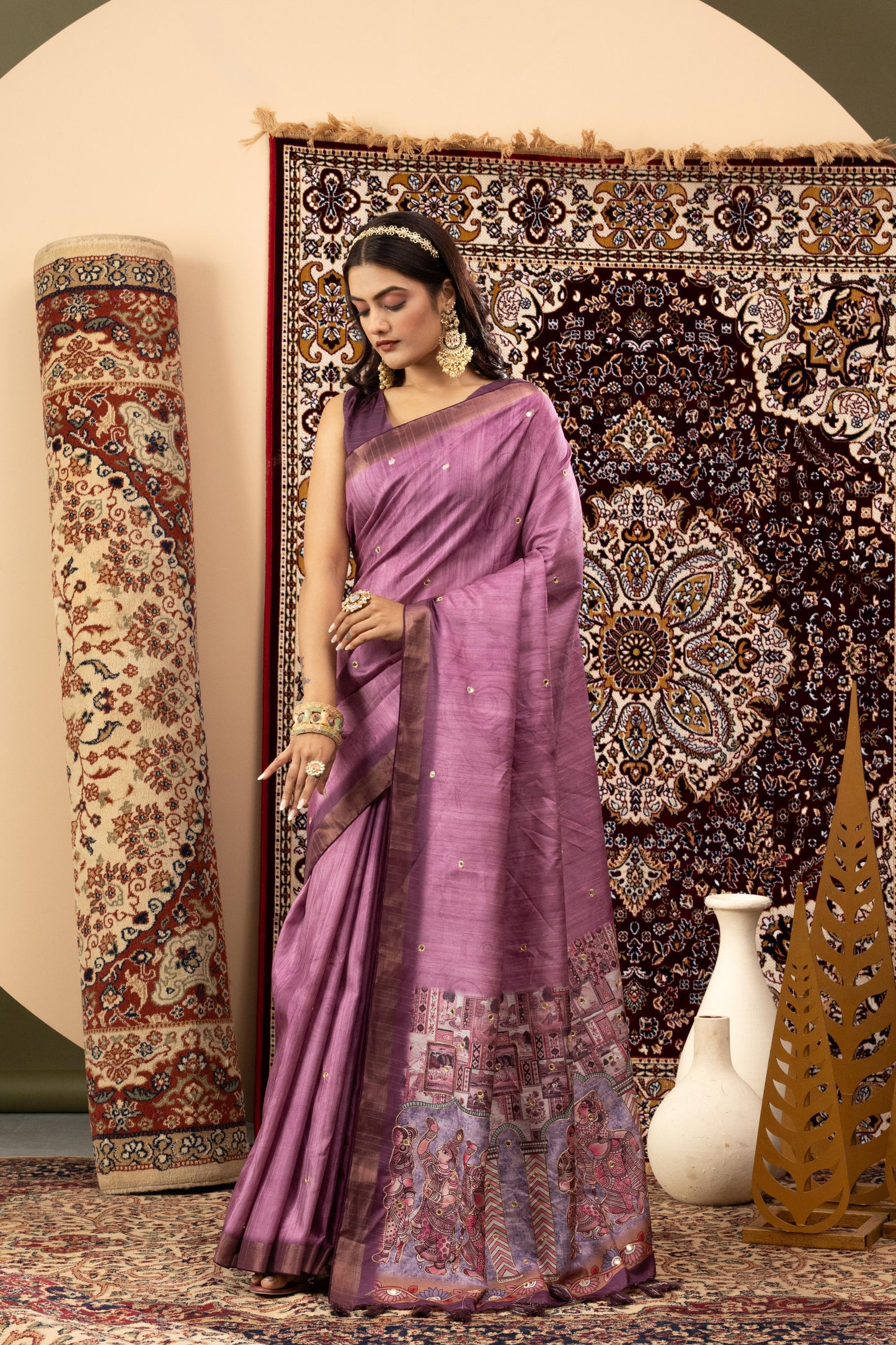ROYAL AMETHYST SILK-LINEN SAREE