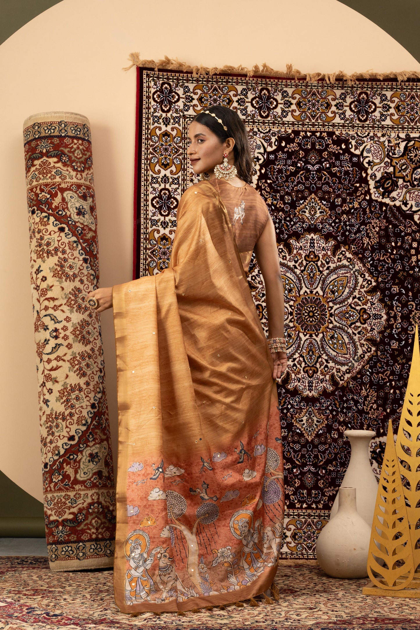 GOLDEN BRONZE HERITAGE ART SAREE