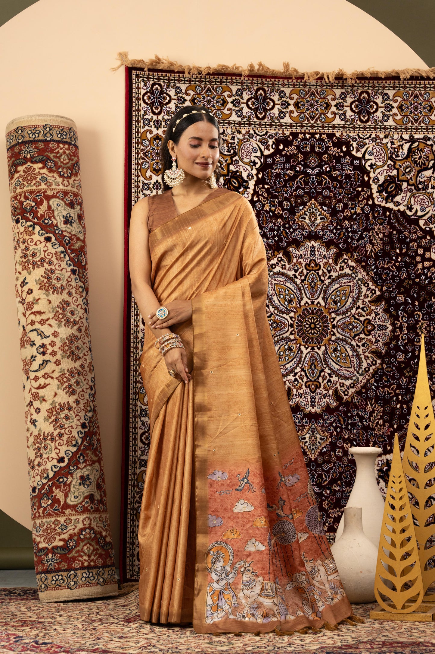 GOLDEN BRONZE HERITAGE ART SAREE