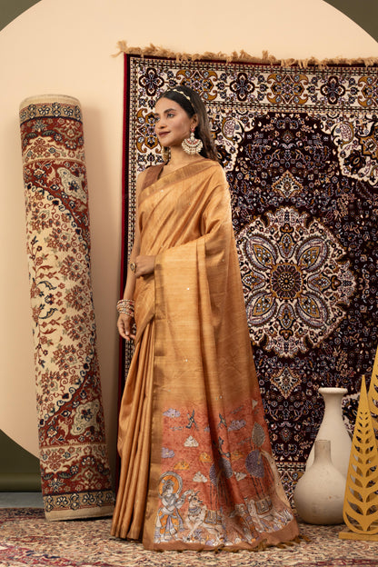 GOLDEN BRONZE HERITAGE ART SAREE