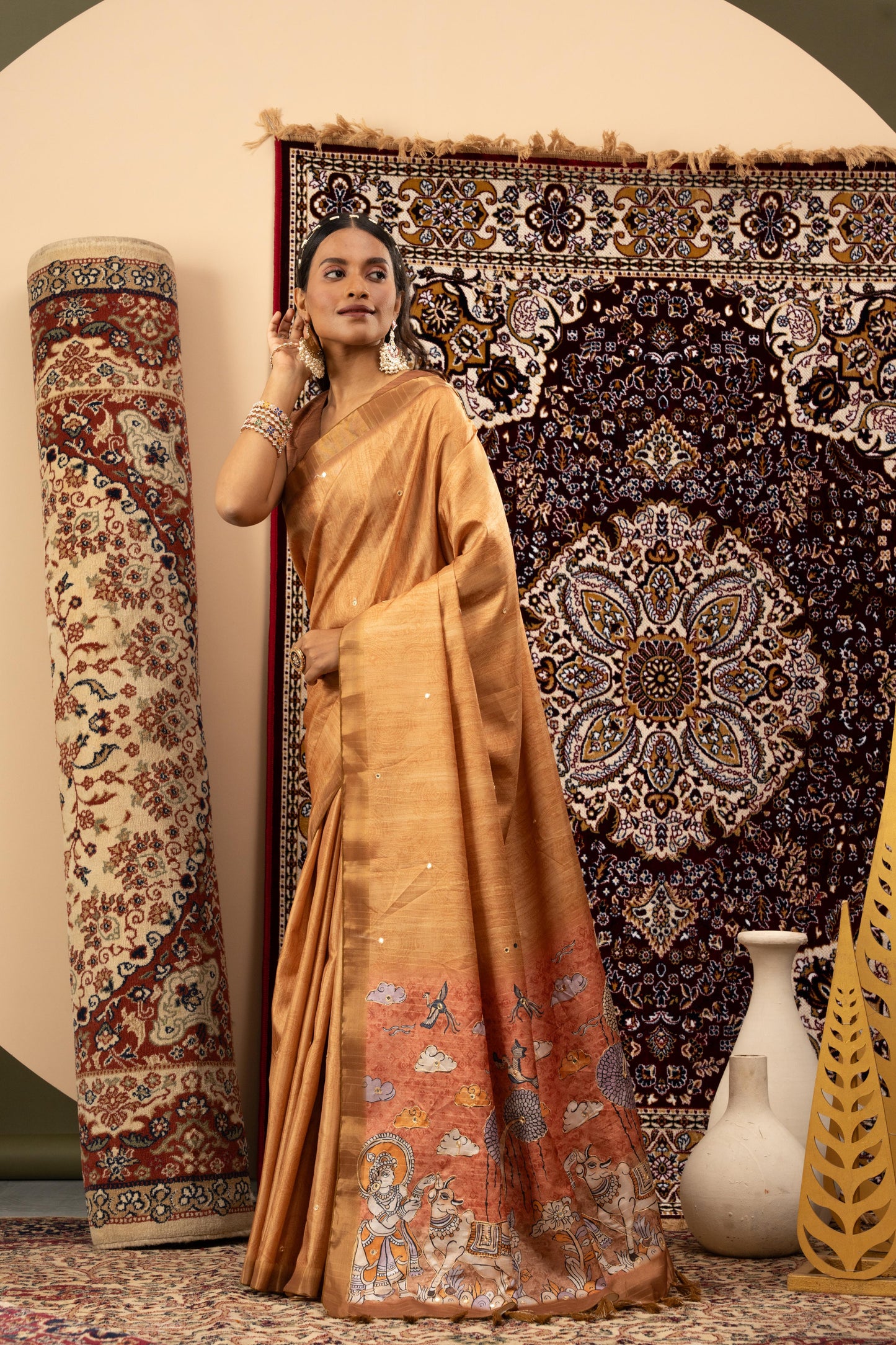 GOLDEN BRONZE HERITAGE ART SAREE