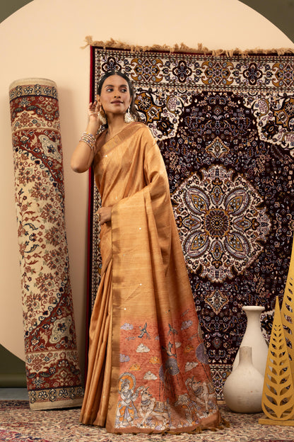 GOLDEN BRONZE HERITAGE ART SAREE