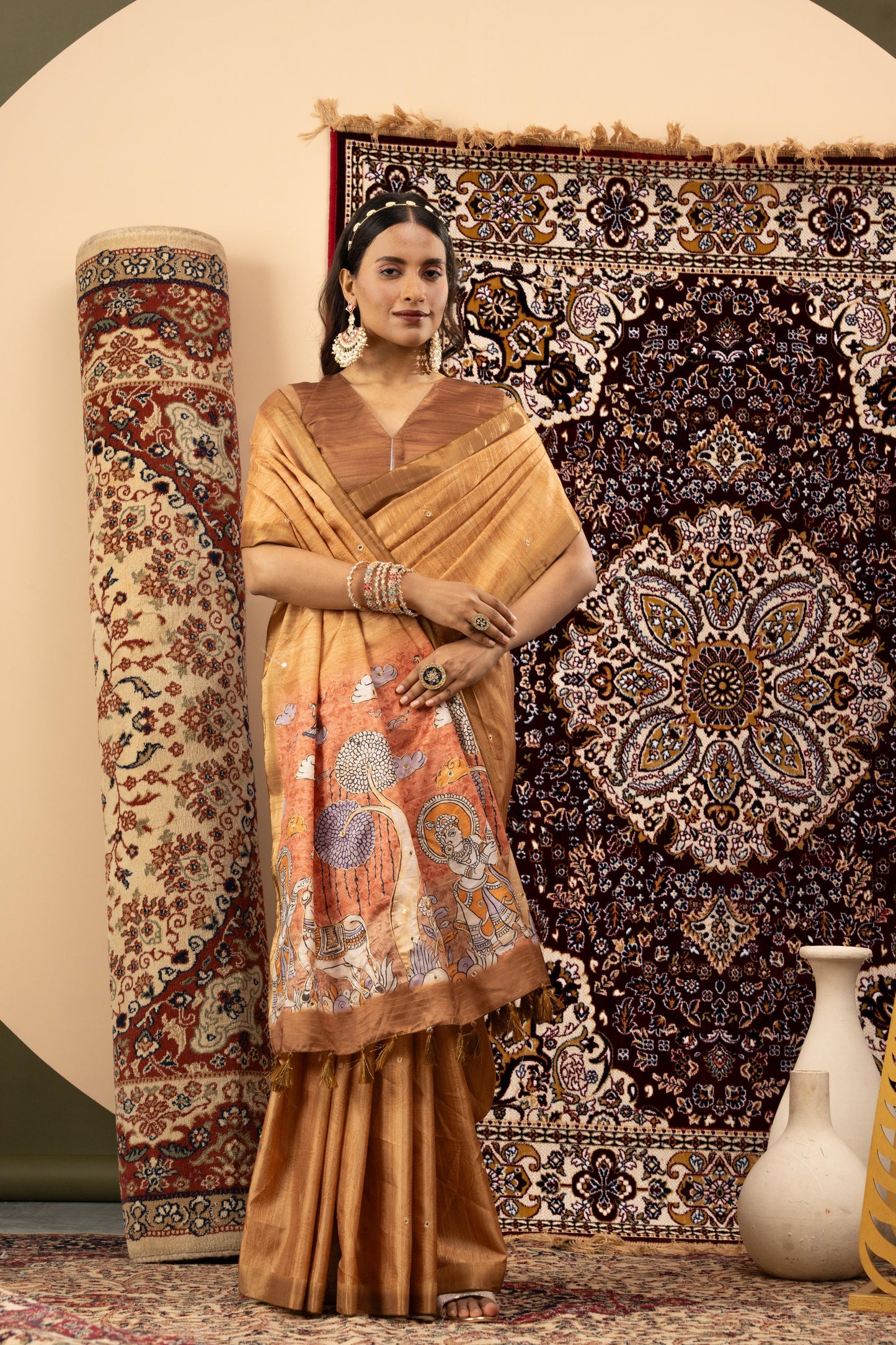 GOLDEN BRONZE HERITAGE ART SAREE