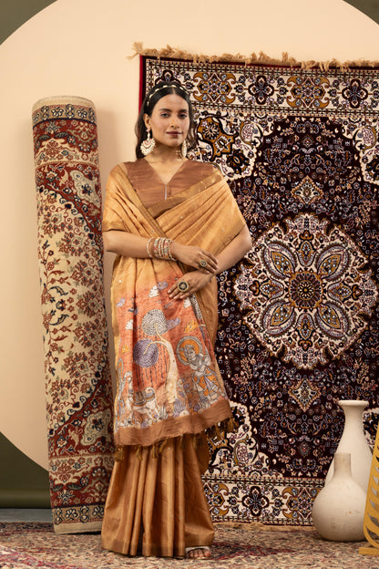 GOLDEN BRONZE HERITAGE ART SAREE