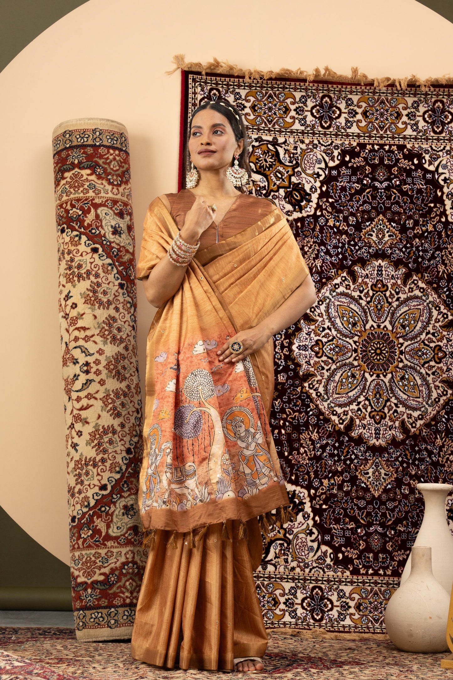 GOLDEN BRONZE HERITAGE ART SAREE