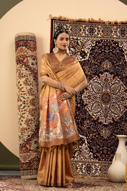 GOLDEN BRONZE HERITAGE ART SAREE