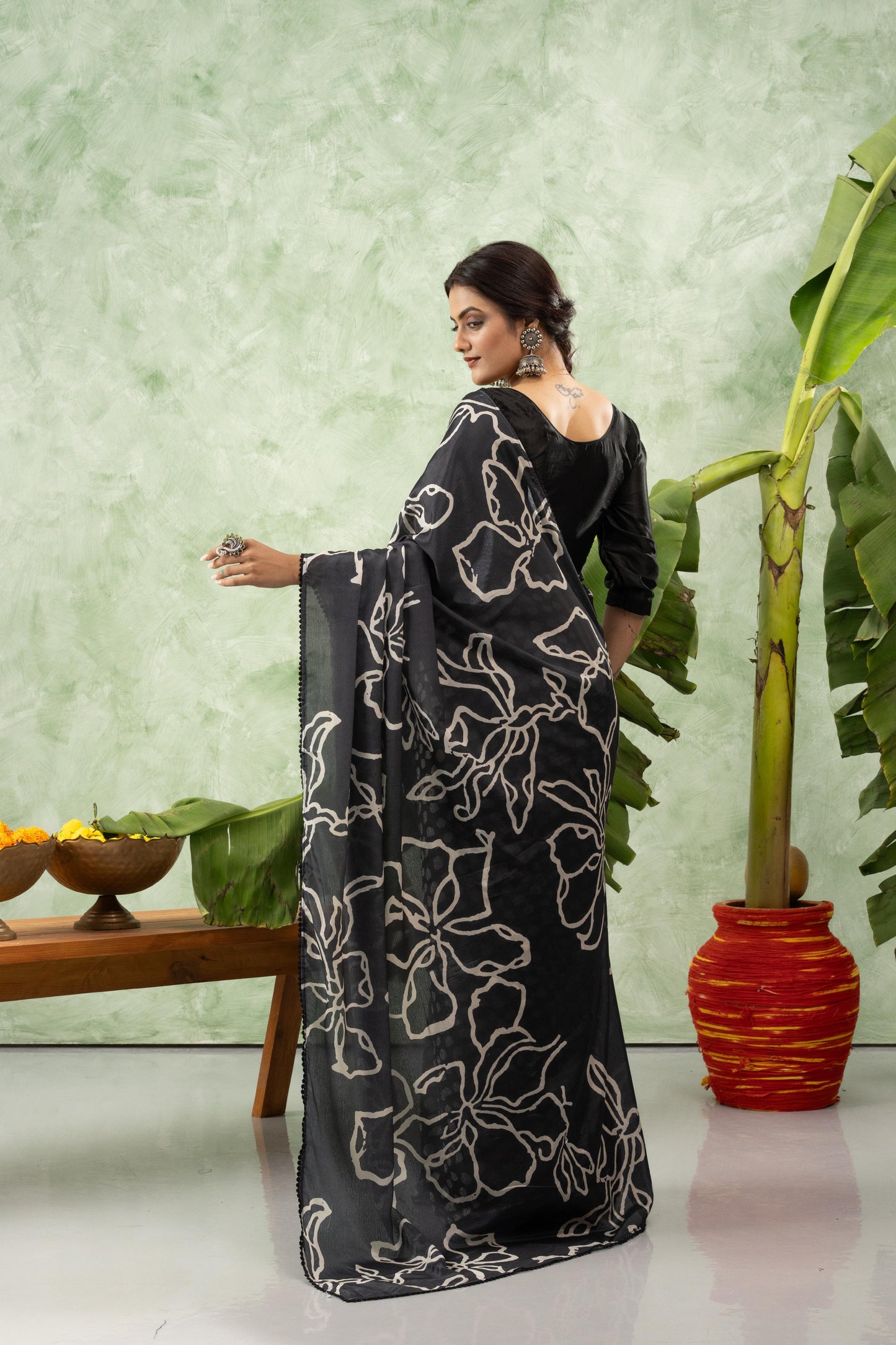 NOIR BOTANICAL CHIFFON SAREE