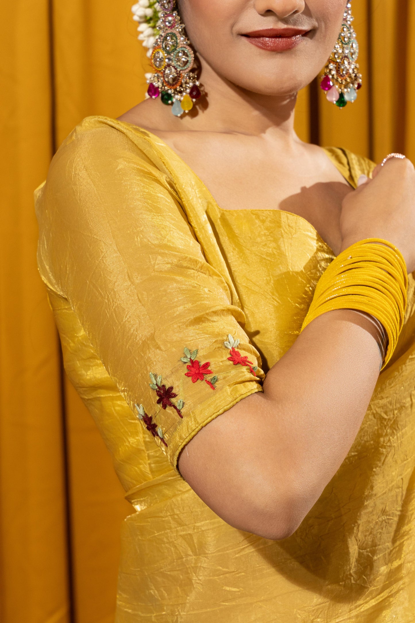 FESTIVE MUSTARD GOLD EMBROIDERED SAREE