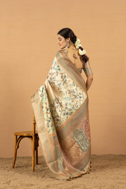 PEARL IVORY ARBORETUM SAREE