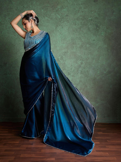 RARIZA TEAL BLUE FENDY SAREE