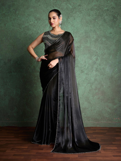 RARIZA MUSTARD BLACK FENDY SAREE